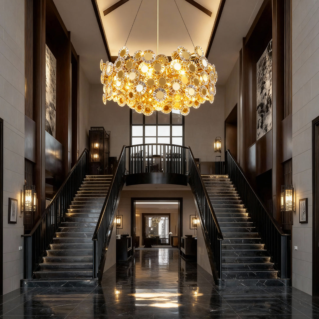 Aurelia Gold Modern Chandelier with Glass Shades