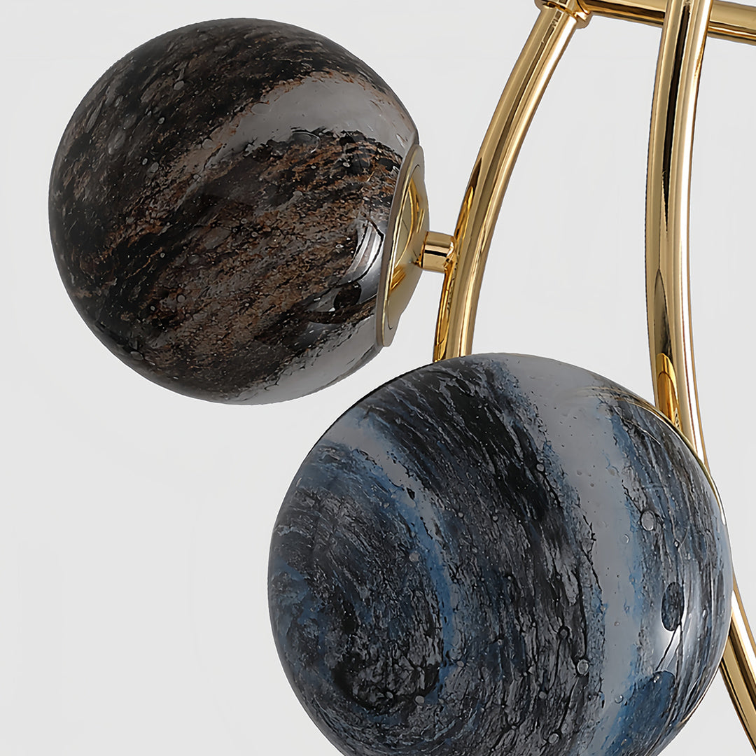 Gold Planet Semi Flush Ceiling Light – Modern Art Glass Shade