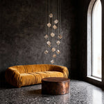 Crystal Staircase Chandelier with Gold Frame and Adjustable LED Lighting