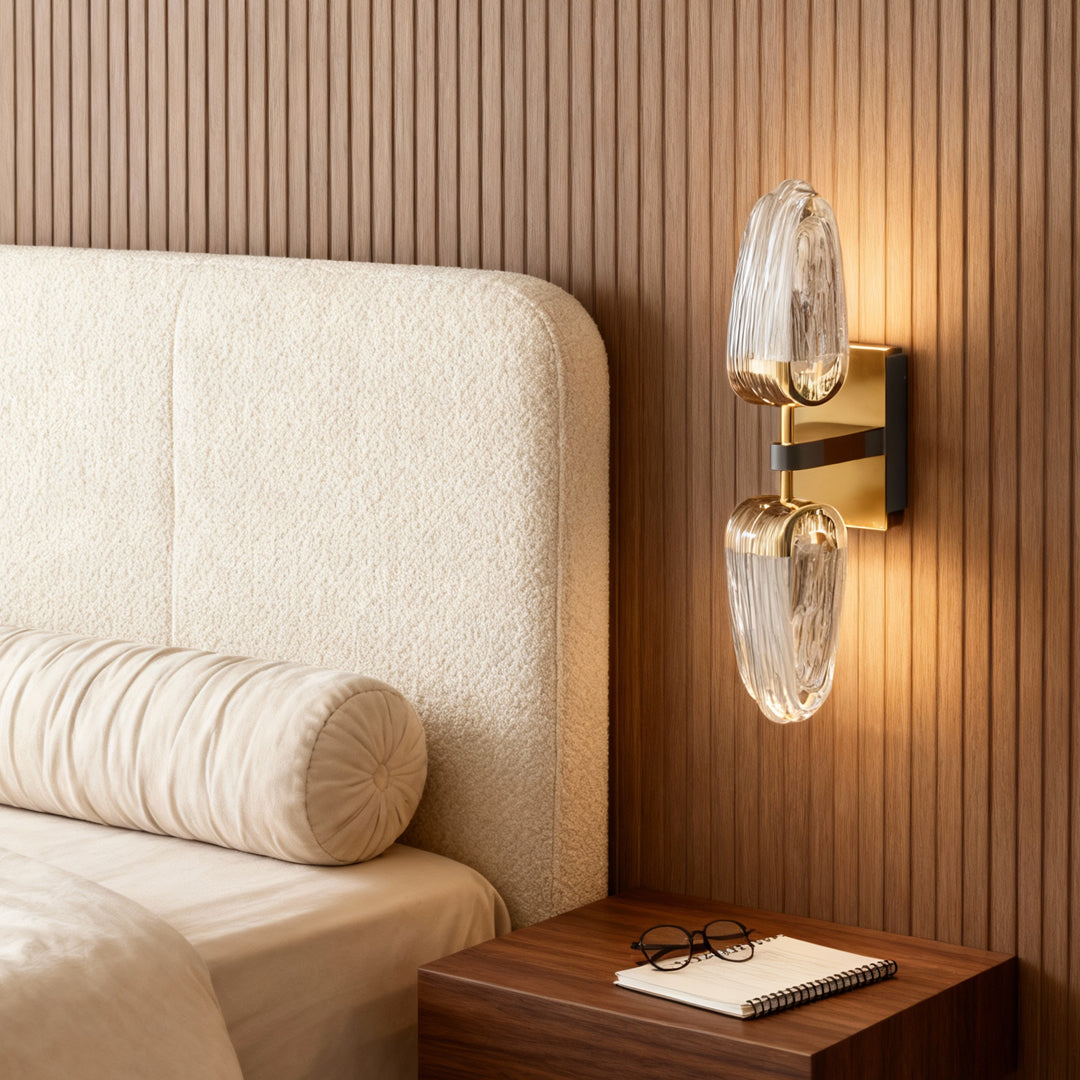 Aurelia Dual-Head LED Wall Sconce in Gold and Gray
