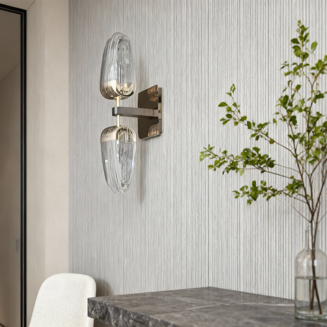 Aurelia Dual-Head LED Wall Sconce in Gold and Gray