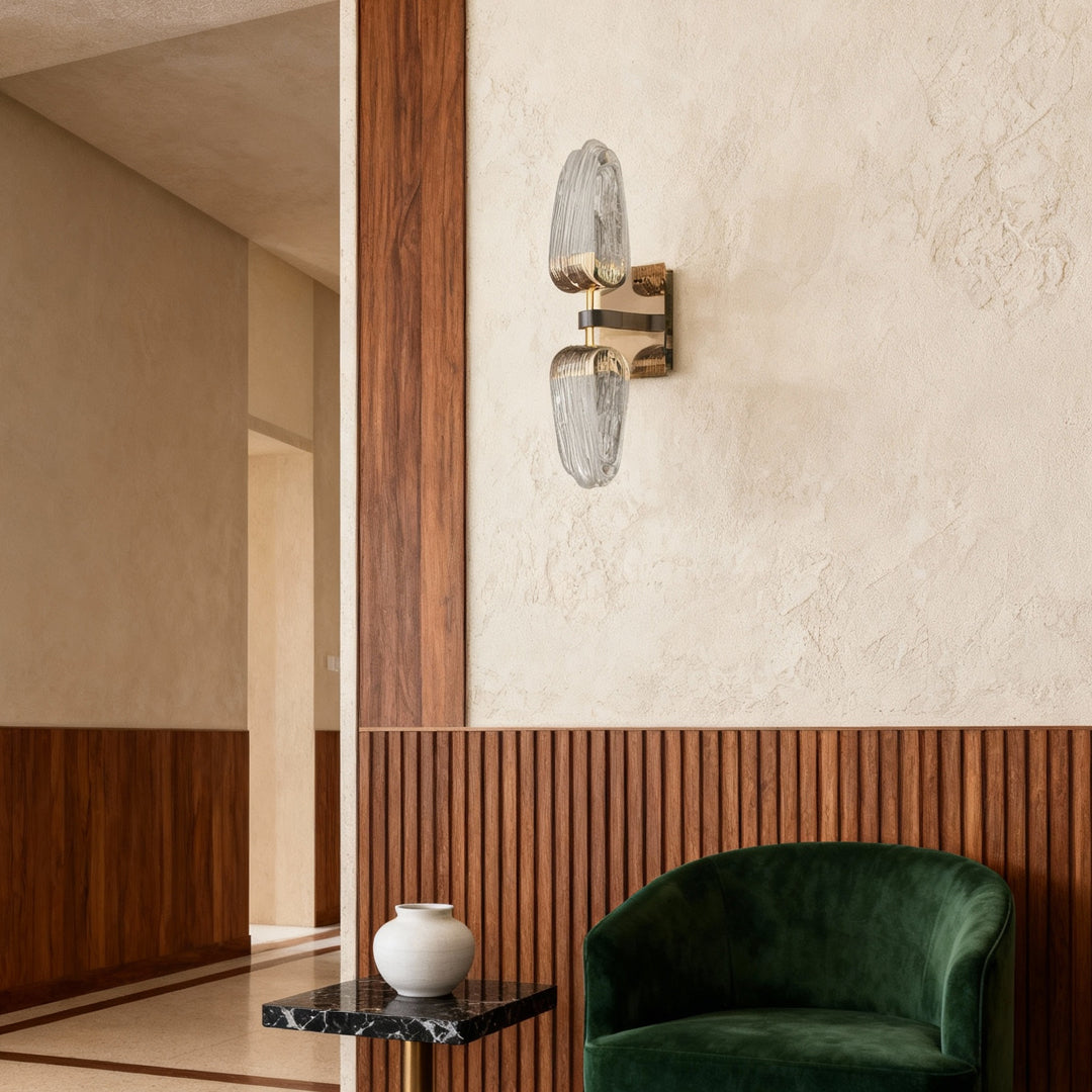 Aurelia Dual-Head LED Wall Sconce in Gold and Gray
