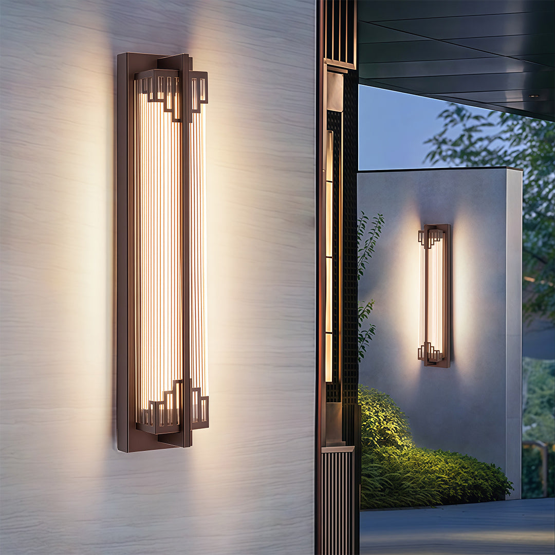 Outdoor Linear LED Wall Sconce in Stainless Steel, Modern Waterproof Courtyard Lighting