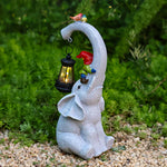 Handcrafted Resin Elephant Solar Lantern for Garden and Patio