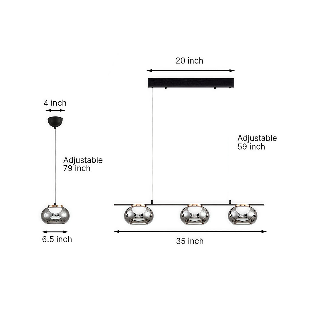 Smoked Gray Glass Pendant Light with Full-Spectrum LED, Italian Minimalist Design