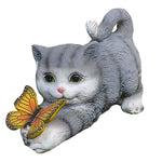 Handcrafted Resin Cat Solar Garden Lights with Warm LED Glow