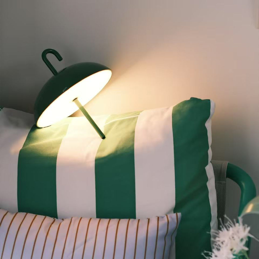 Aria Portable LED Table Lamp with Umbrella Shade, Rechargeable & Dimmable