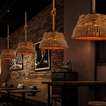 Artisan Hemp Rope Pendant Light with Iron Shade – Vintage Industrial Ceiling Lamp
