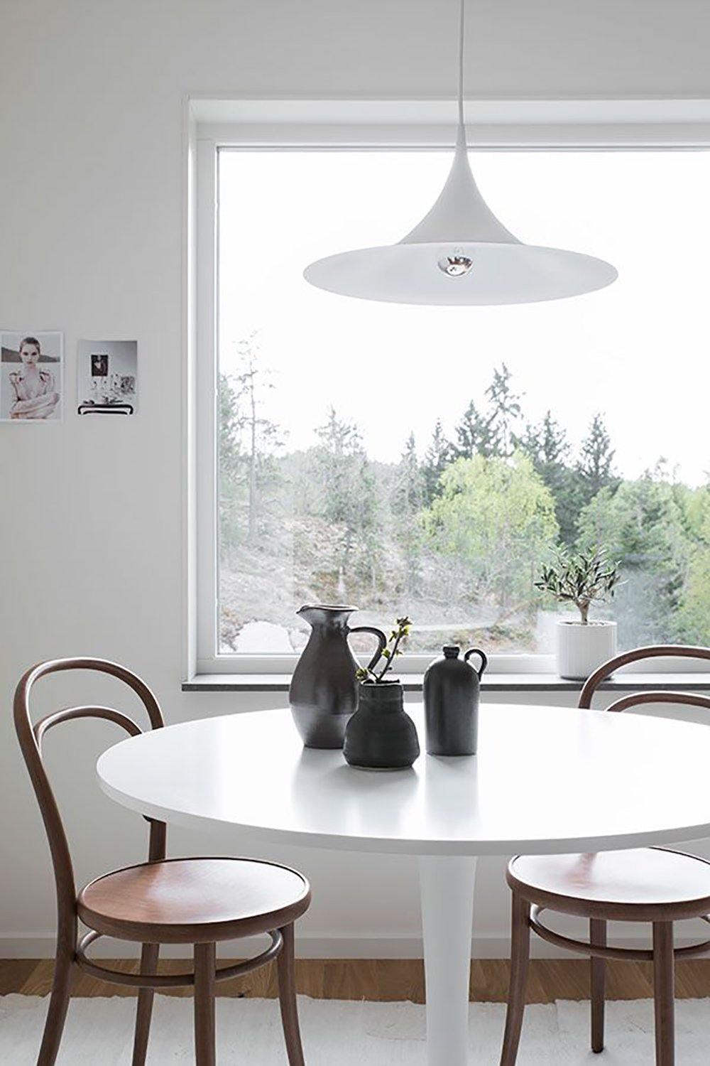Semi Arch Pendant Light – Designer Aluminum Swag Lamp for Dining & Living Spaces