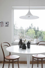Semi Arch Pendant Light – Designer Aluminum Swag Lamp for Dining & Living Spaces