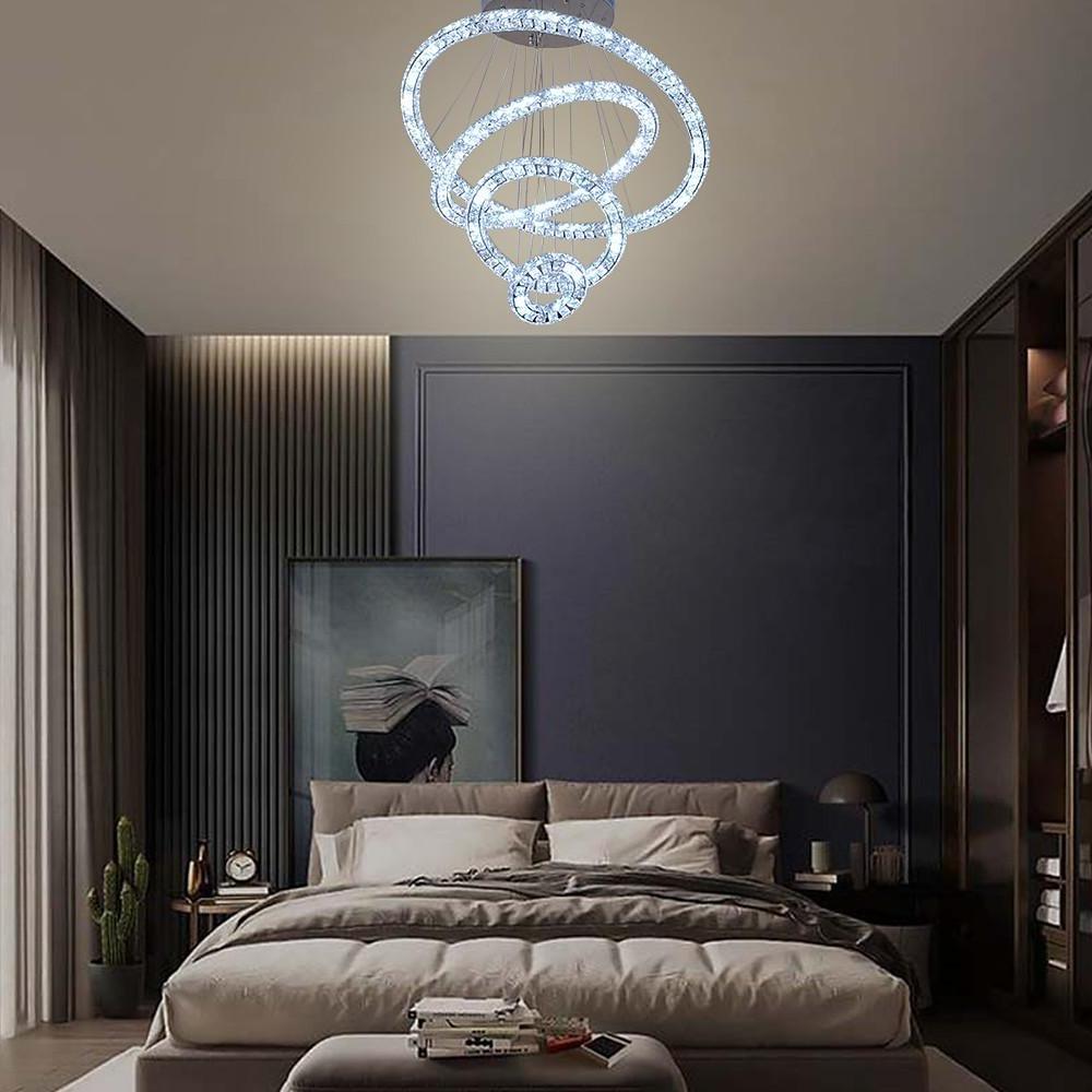 3 4 Light Led Tiered Chandelier Led Crystal Ring Hanging Pendant Light