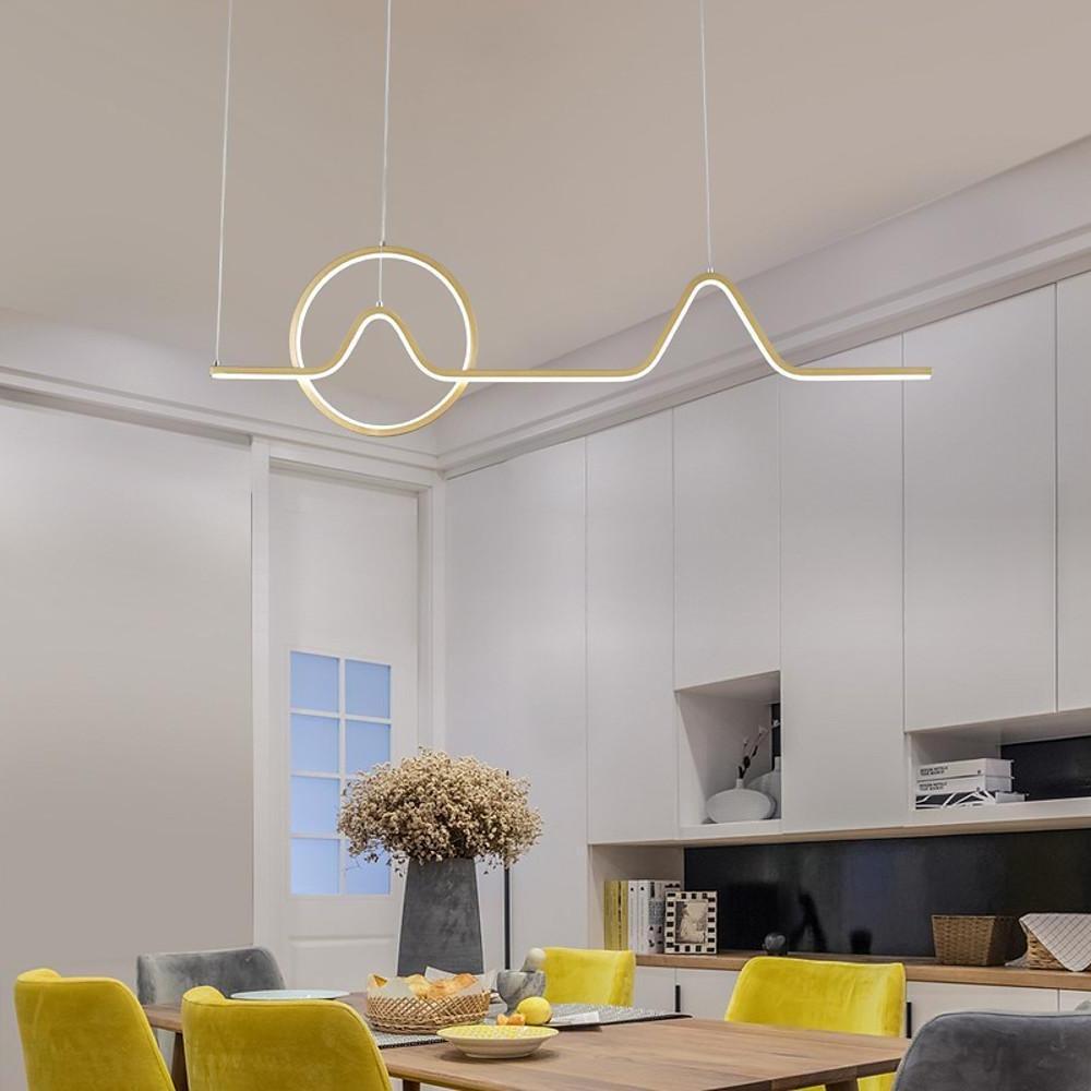 Modern LED Pendant Light with Geometric Wave Design for Dining Room and Kitchen Island