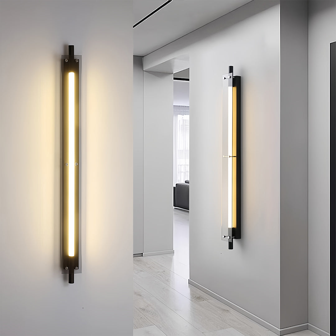 Linear LED Wall Sconce in Black with Up-Down Illumination for Modern Hallways