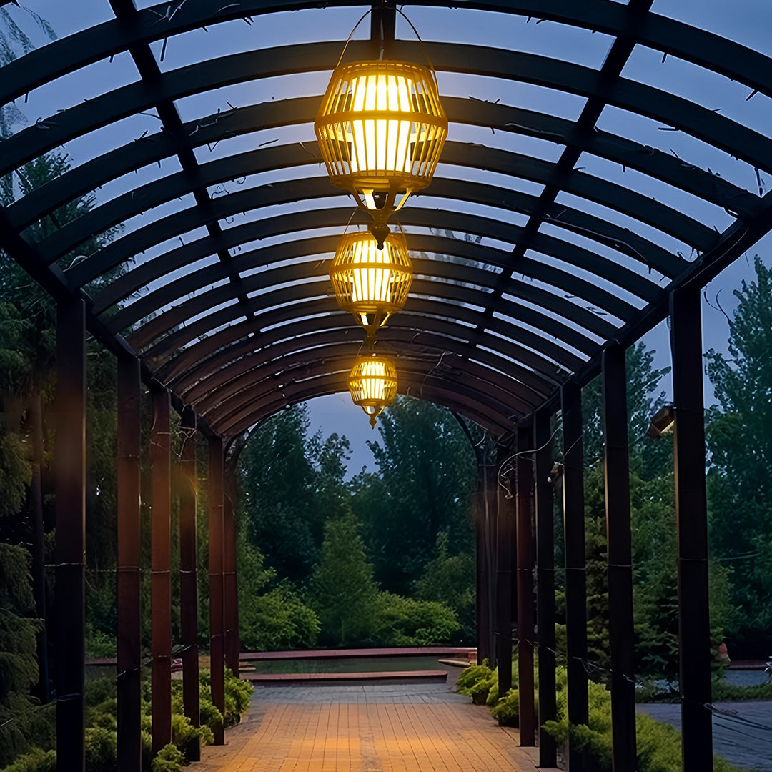 Japanese Lantern Pendant Light – Waterproof Outdoor Ceiling Lamp