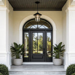Minimalist Outdoor Pendant Light in Black Aluminum and Clear Glass