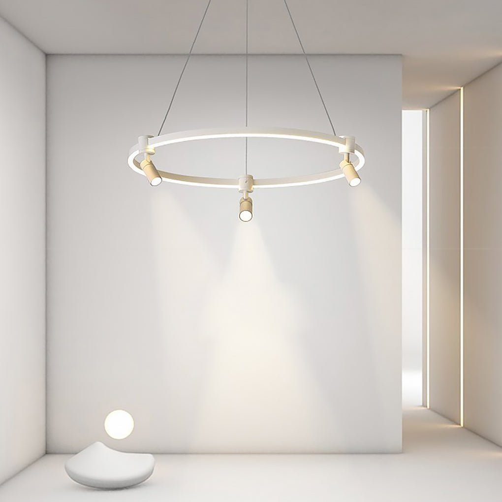 Linear LED Chandelier with Adjustable Spotlights for Modern Interiors