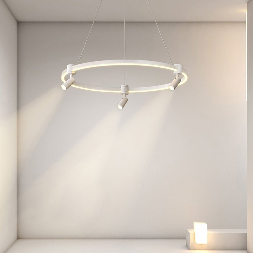 Linear LED Chandelier with Adjustable Spotlights for Modern Interiors