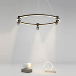 Linear LED Chandelier with Adjustable Spotlights for Modern Interiors