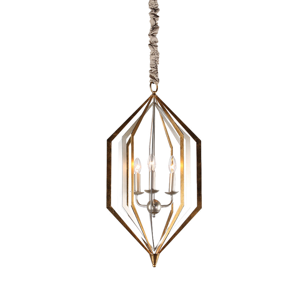Rustic Brown Open Frame Pendant Light with Adjustable Chain
