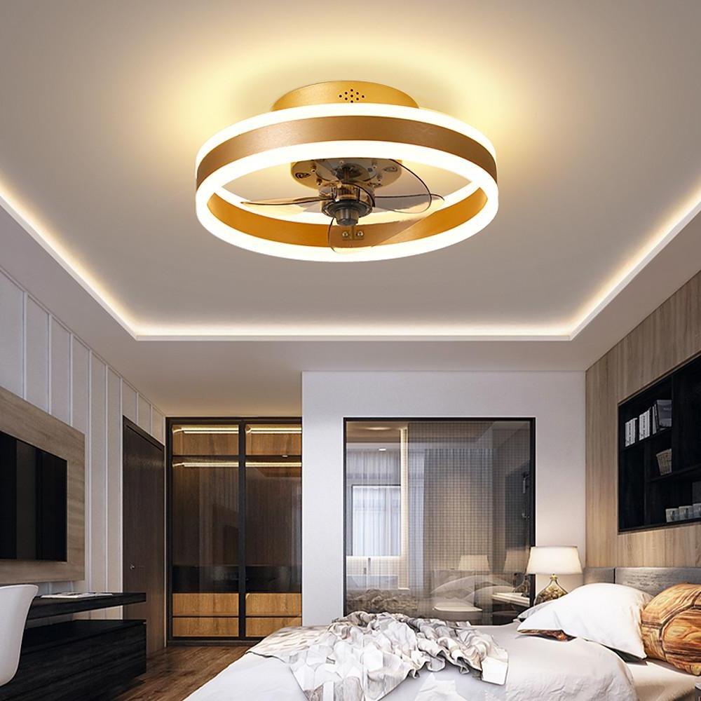 16 Circular Dimmable Modern Ceiling Fan Light Flush Mount Led Chandelier With Fan