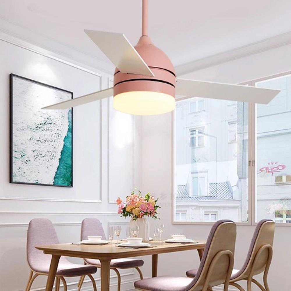 Nordic LED Ceiling Fan with Light – Electroplated Metal & Acrylic Flush Mount