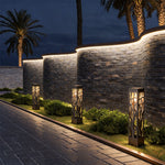 Hollow Modern Landscape Path Light in Black Stainless Steel