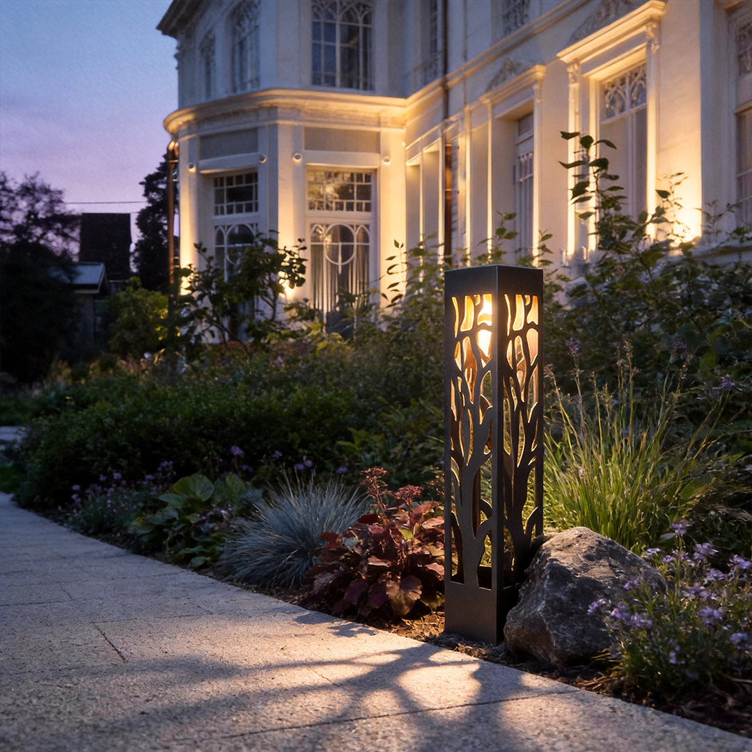 Hollow Modern Landscape Path Light in Black Stainless Steel