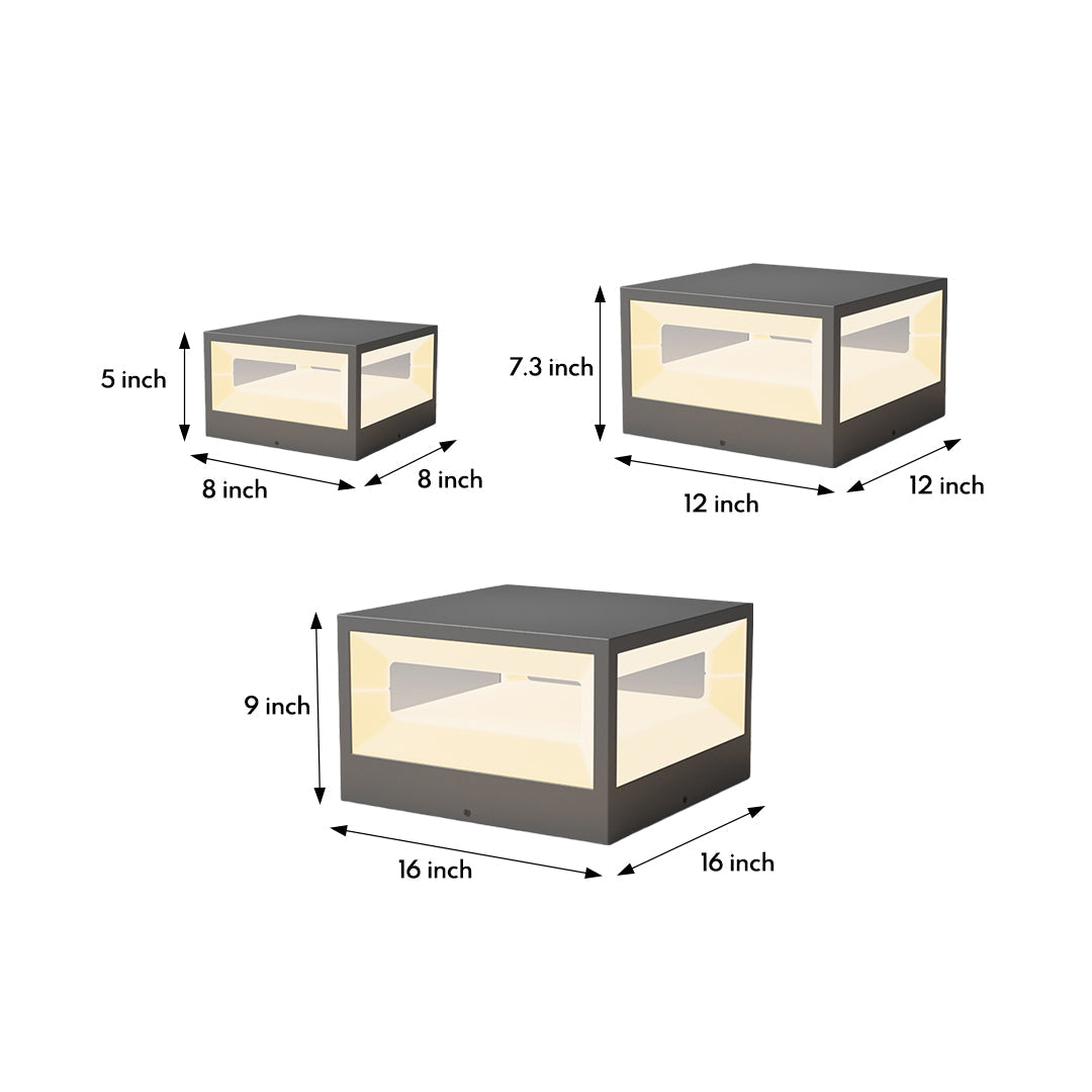 Hollow Square LED Pillar Light | Solar & Hardwired Outdoor Fence Post Lamp