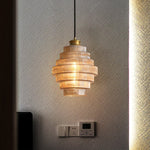 Honeycomb Glass Pendant Light, Mid-Century Modern Ceiling Lamp