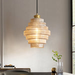 Honeycomb Glass Pendant Light, Mid-Century Modern Ceiling Lamp