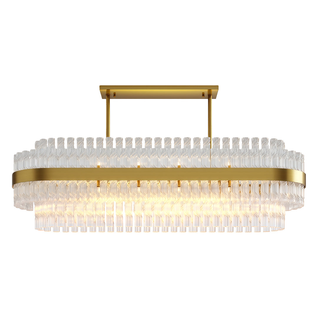 Full Copper Modern Chandelier with Clear Glass Shade for Dining Room and Living Room