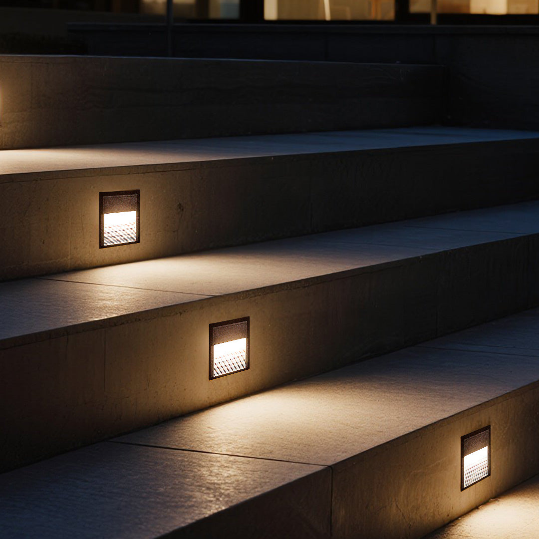 Geometric LED Step Lights for Outdoor Architecture, Minimalist Flush Mount