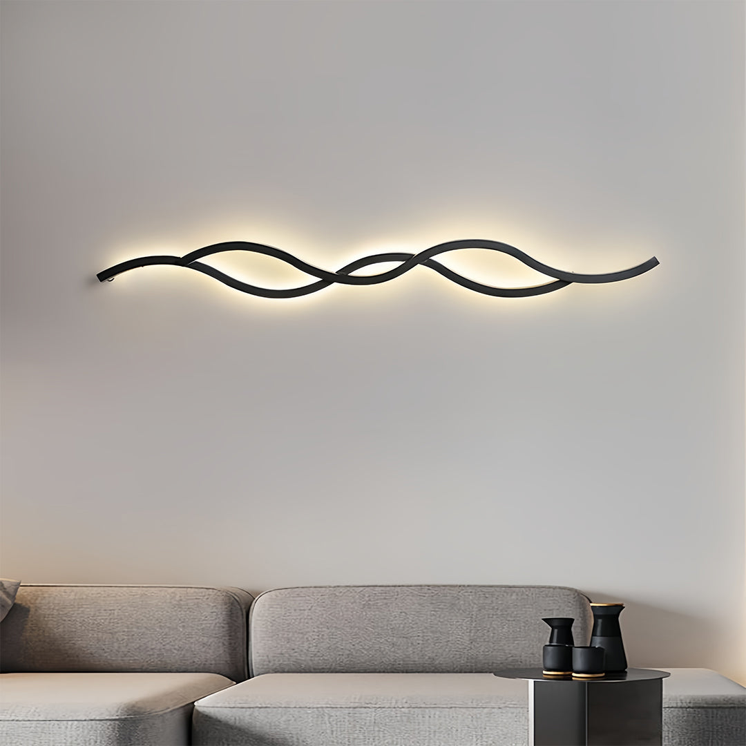 Modern Bedside Wall Sconce with Wavy Silicone Shade in Walnut or Black