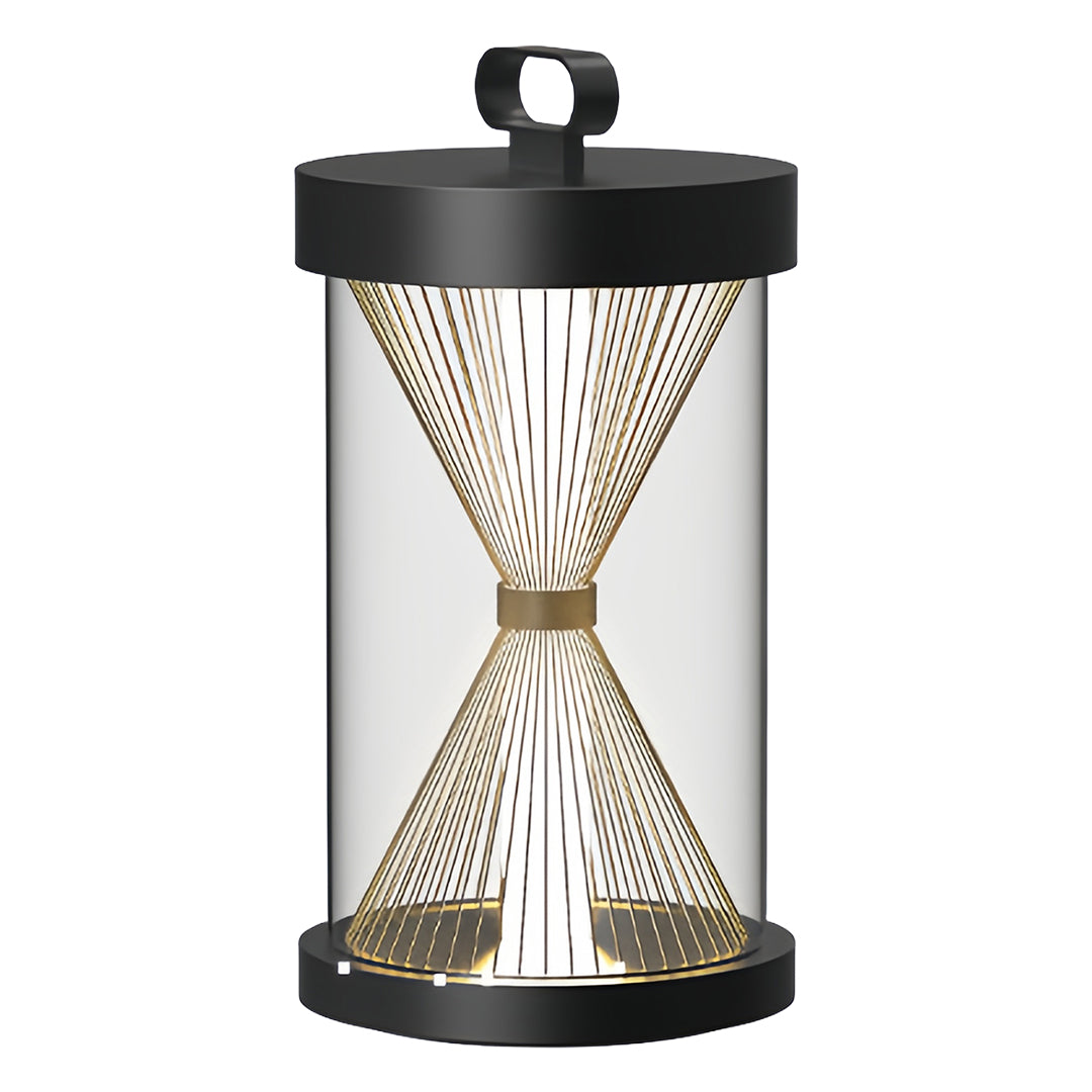 Black Hourglass Outdoor Lantern with Stainless Steel Frame