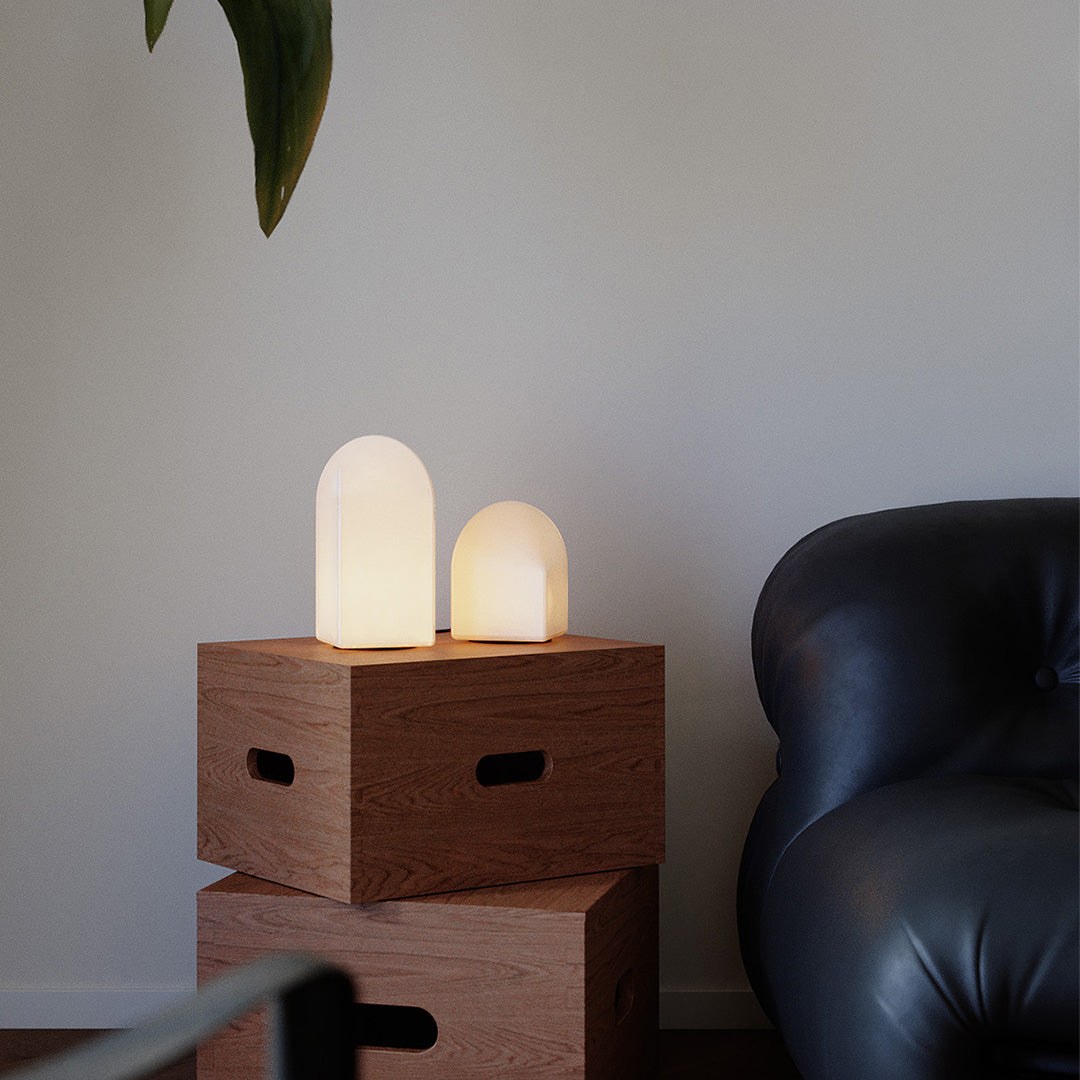 Lumina White Glass Table Lamp — Warm Ambient LED Night Light