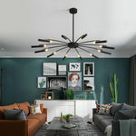 Linear Sputnik Chandelier Black Metal 12 Light Modern Hanging Lights