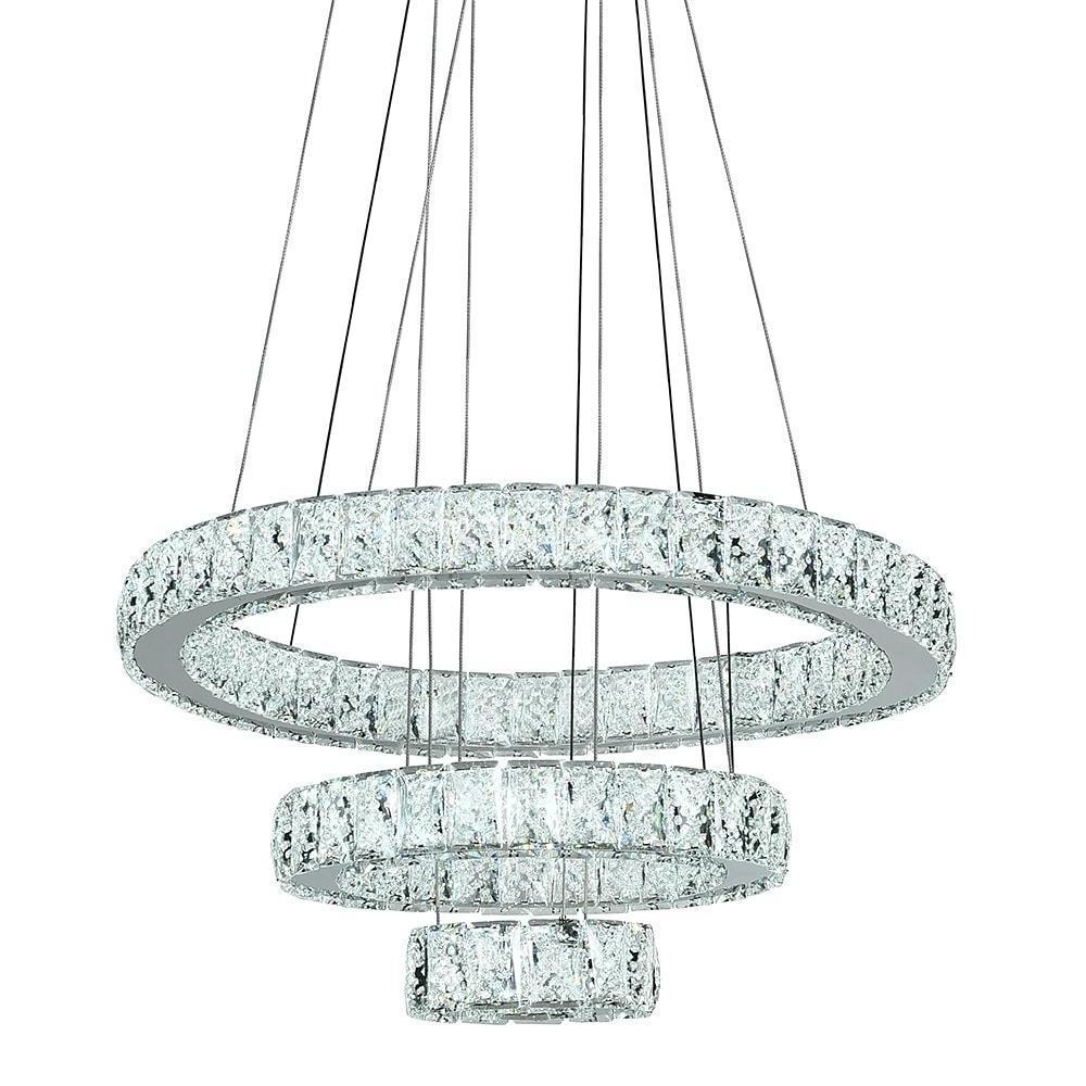 Modern 3 Tiers Circles Suspended Chandelier With Crystal Accents