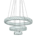 Modern 3 Tiers Circles Suspended Chandelier With Crystal Accents