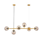 Aurora Linear Glass Globe Chandelier in Gold for Modern Dining Rooms