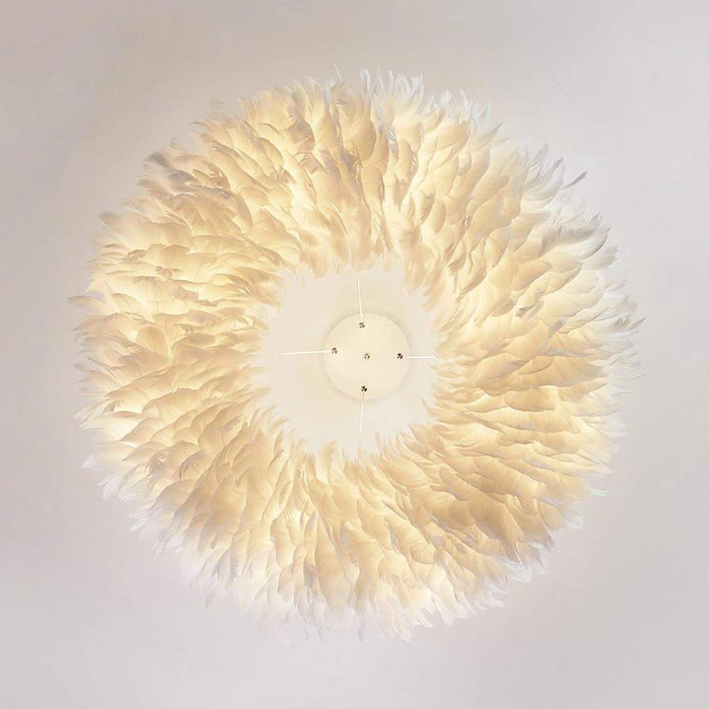 Aurelia Round Feather LED Flush Mount Ceiling Light – Nordic-Inspired Ambient Illumination