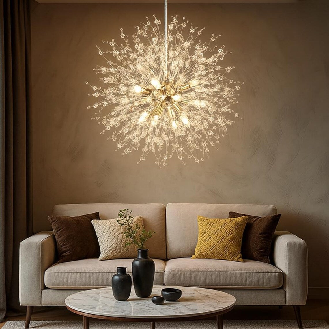 Luxury Style Living Room Lamp Nordic Dandelion Crystal Chandelier