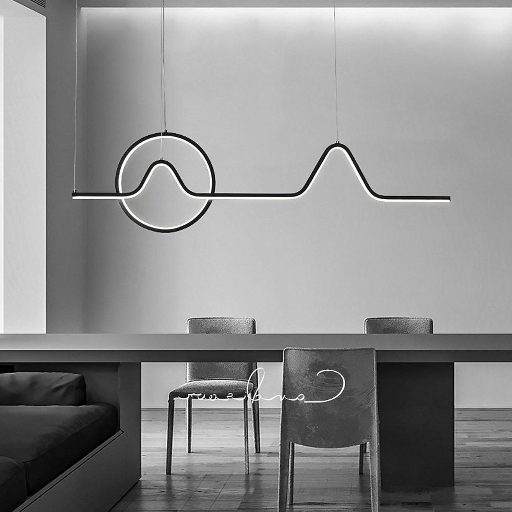 Modern LED Pendant Light with Geometric Wave Design for Dining Room and Kitchen Island