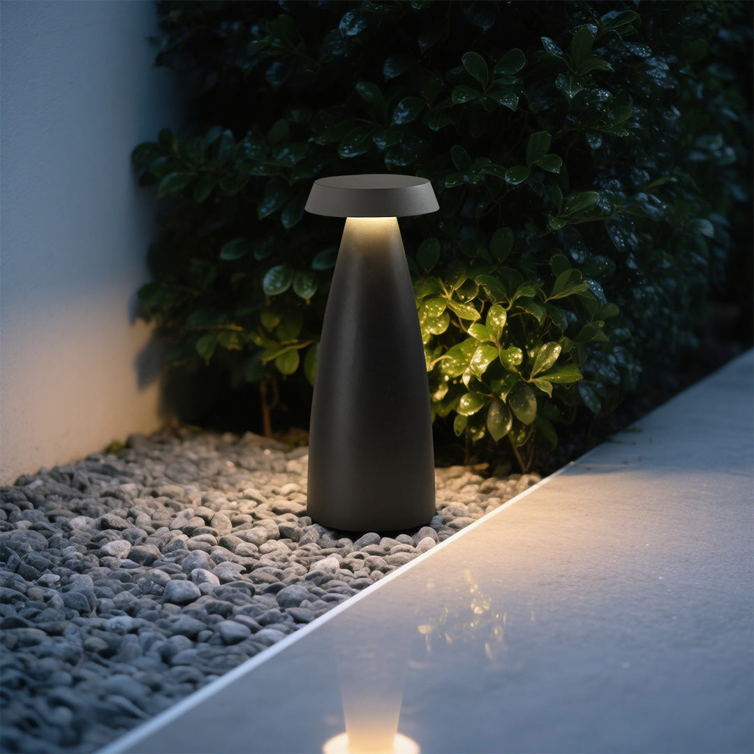 Modern Outdoor LED Bollard Path Light in Sand Black and Gray
