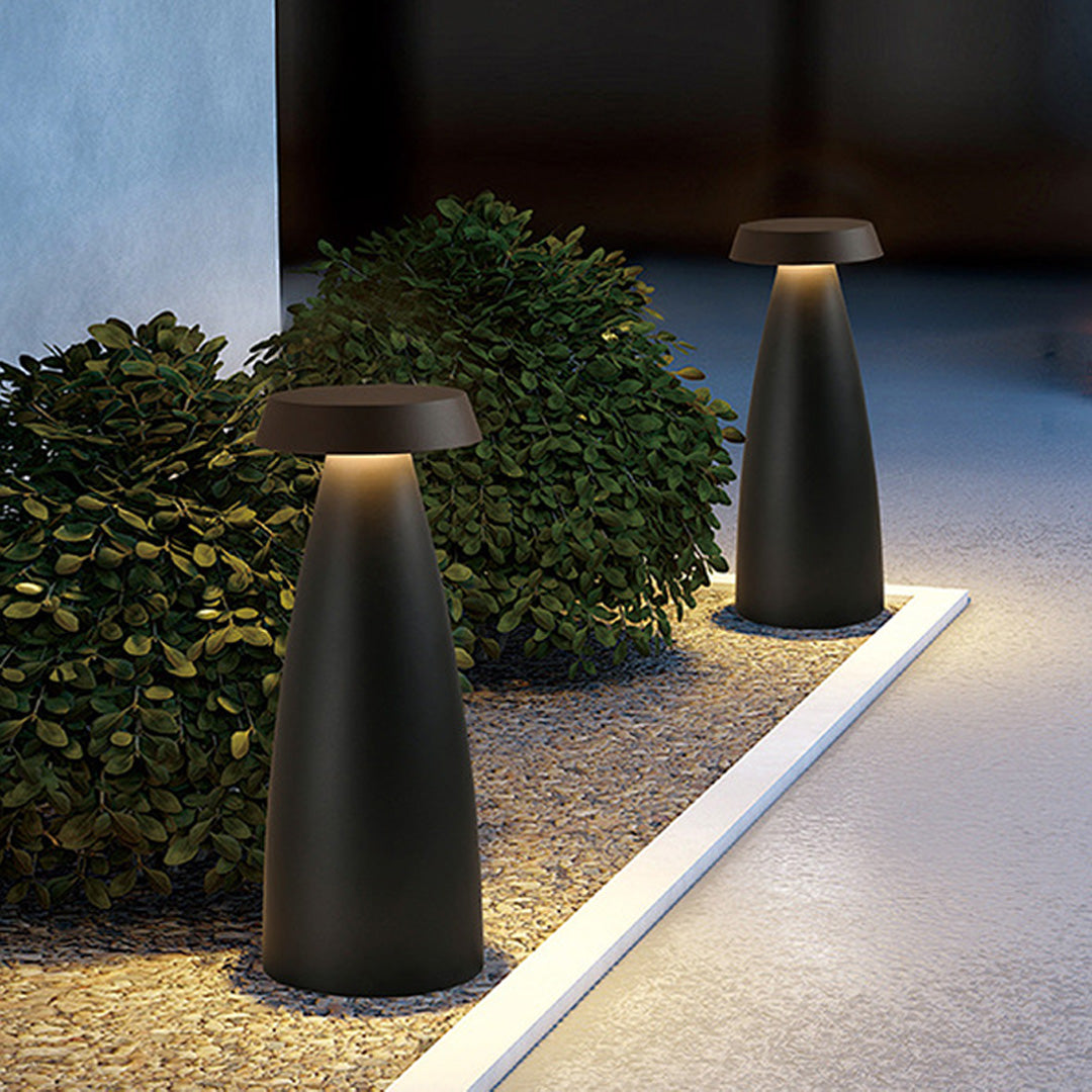Modern Outdoor LED Bollard Path Light in Sand Black and Gray