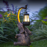 Handcrafted Resin Elephant Solar Lantern for Garden and Patio