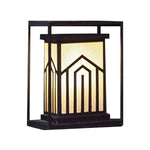 Outdoor Lantern Path Light in Black Stainless Steel with Marble-Effect Shade