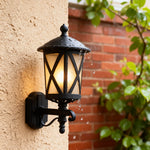 European Outdoor Wall Sconce in Sand Black Aluminum with Clear Glass