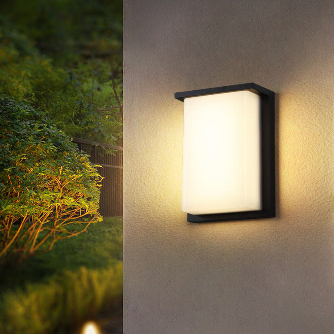 Modern Rectangular LED Outdoor Wall Sconce, Matte Black Aluminum, IP65 Waterproof