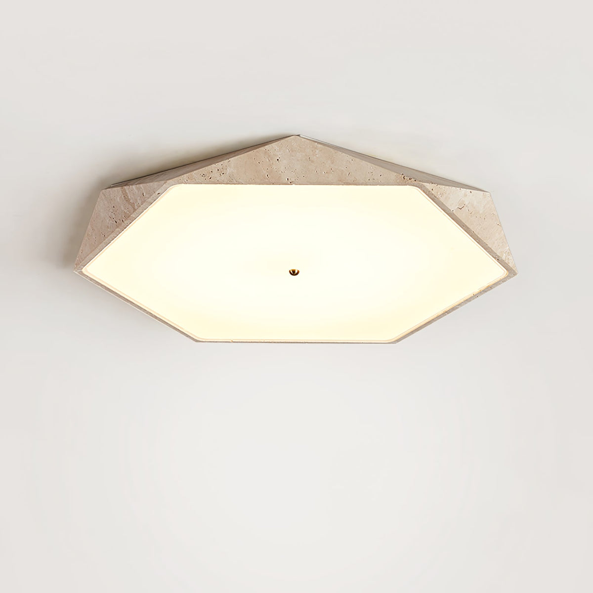 Lunarc Stone Flush Mount Ceiling Light in Yellow Travertine