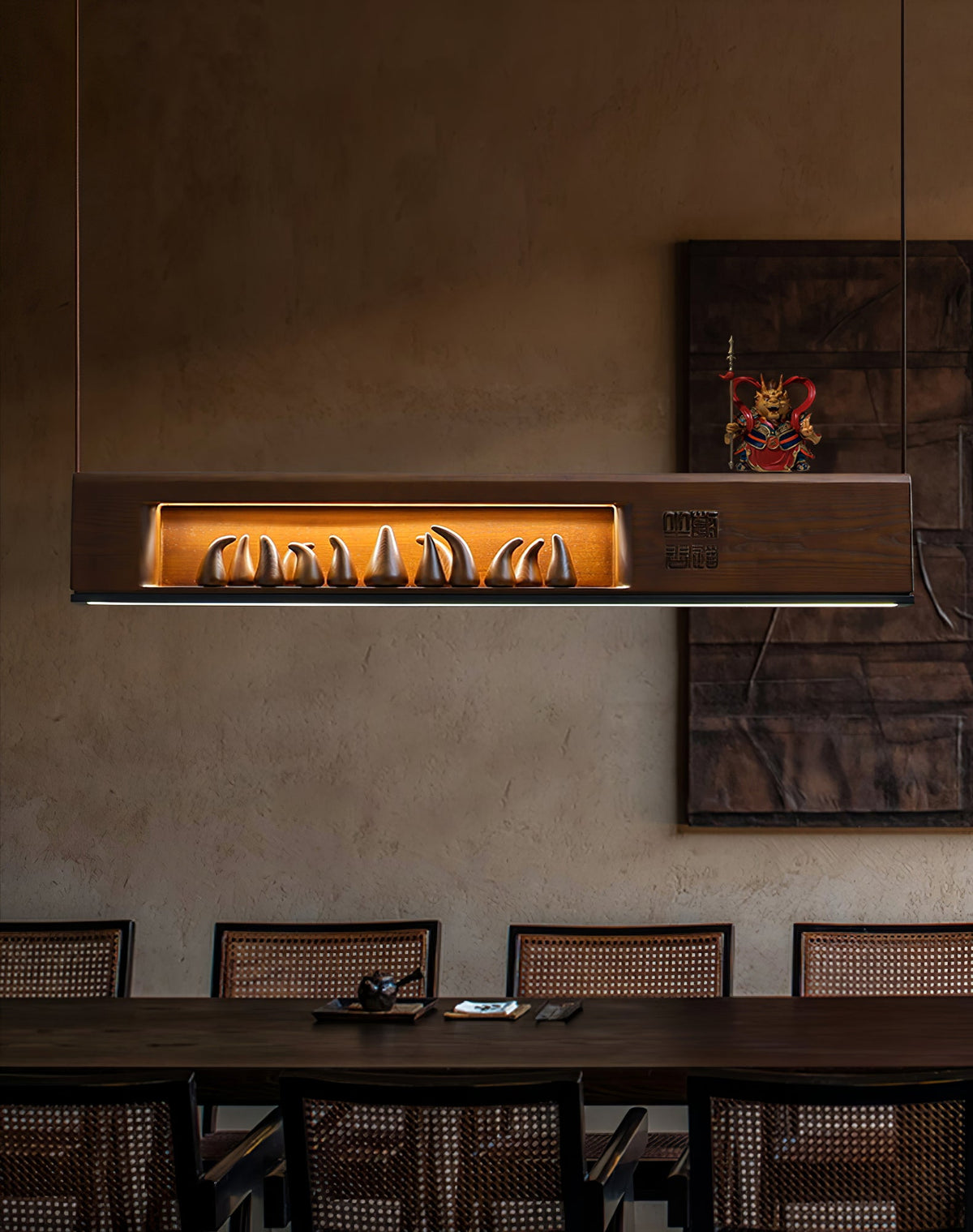 Timber Horizon LED Pendant Light – Modern Wood Sculptural Chandelier